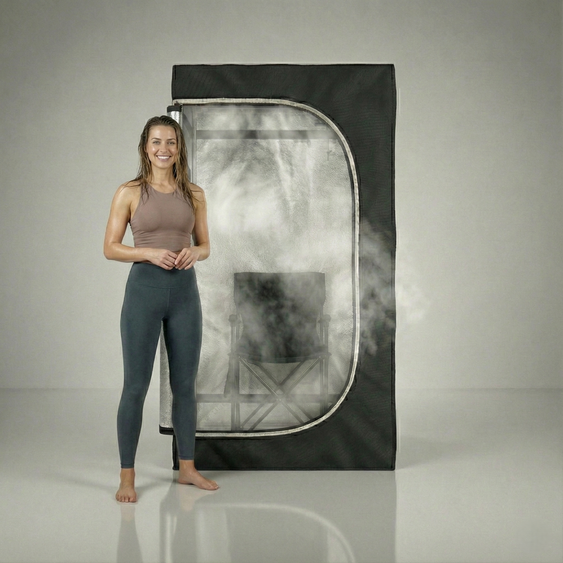 Portable steam sauna size reference – ThermuNora Pro Z home steam sauna with model