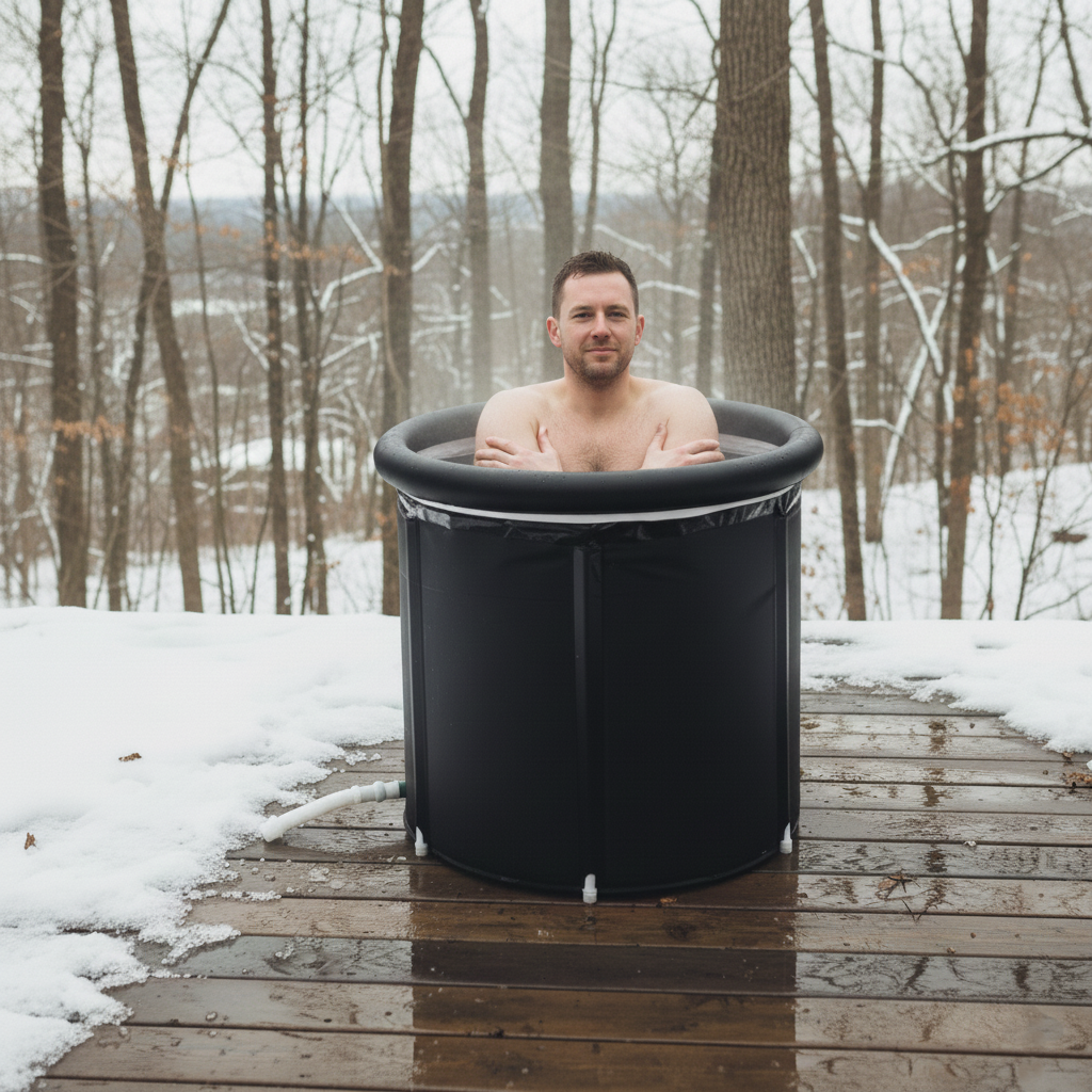 Portable ice bath outdoor use – ThermuNora Ice Bathtub Pro cold plunge with model
